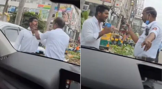 በሕንድ ሾፌር በአደባባይ በጥፊ የመታው ትራፊክ ፖሊስ ውዝግብ አስነሳ